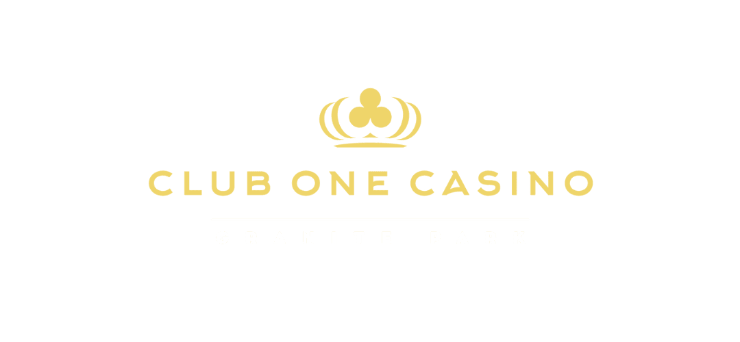Gold logo for Club One Casino and a club from poker cards